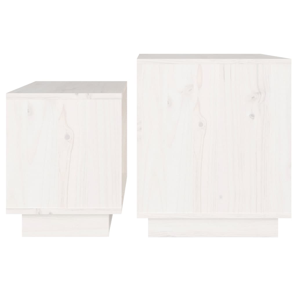 vidaXL Măsuțe de cafea suprapuse, 2 buc., alb, lemn masiv de pin