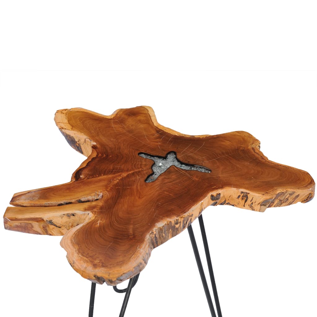 vidaXL Măsuță de cafea, 70 x 45 cm, lemn masiv de tec și polirășină