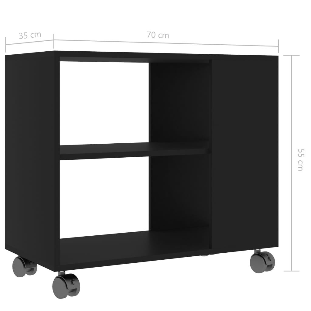 vidaXL Masă laterală, negru, 70x35x55 cm, lemn compozit