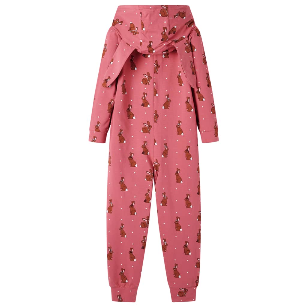 Costum salopetă pentru copii cu glugă, roz antichizat, 92