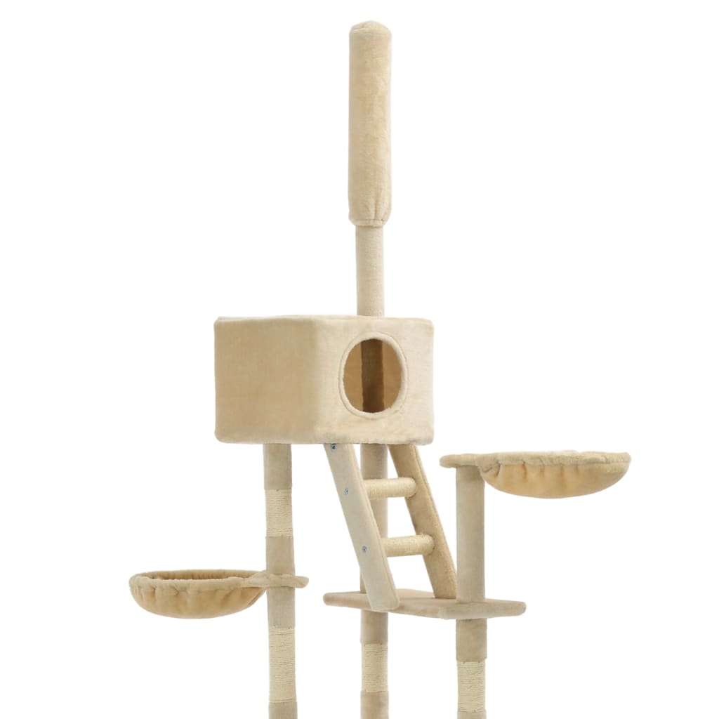 vidaXL Ansamblu pisici, stâlpi din funie de sisal, 230-260 cm Bej
