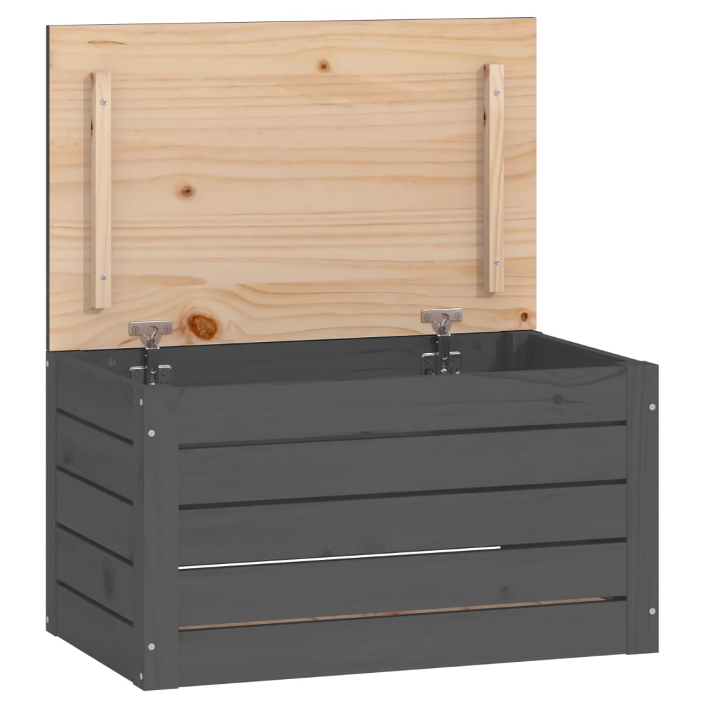 vidaXL Cutie de depozitare, gri, 59,5x36,5x33 cm, lemn masiv de pin