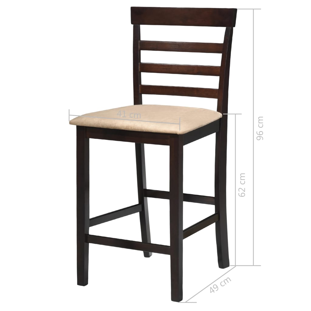 vidaXL Set masă și scaune de bar, 3 piese, maro închis, lemn masiv