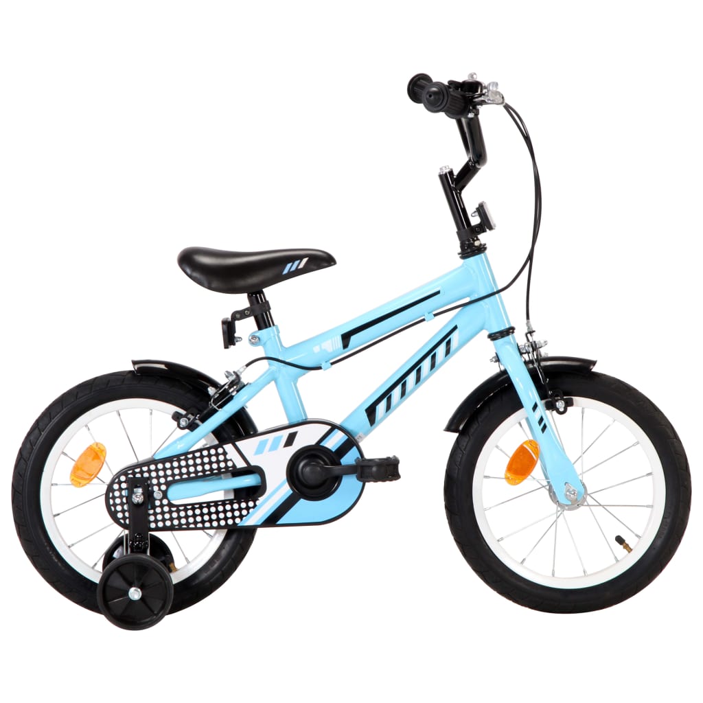 vidaXL Bicicletă pentru copii, negru și albastru, 14 inci