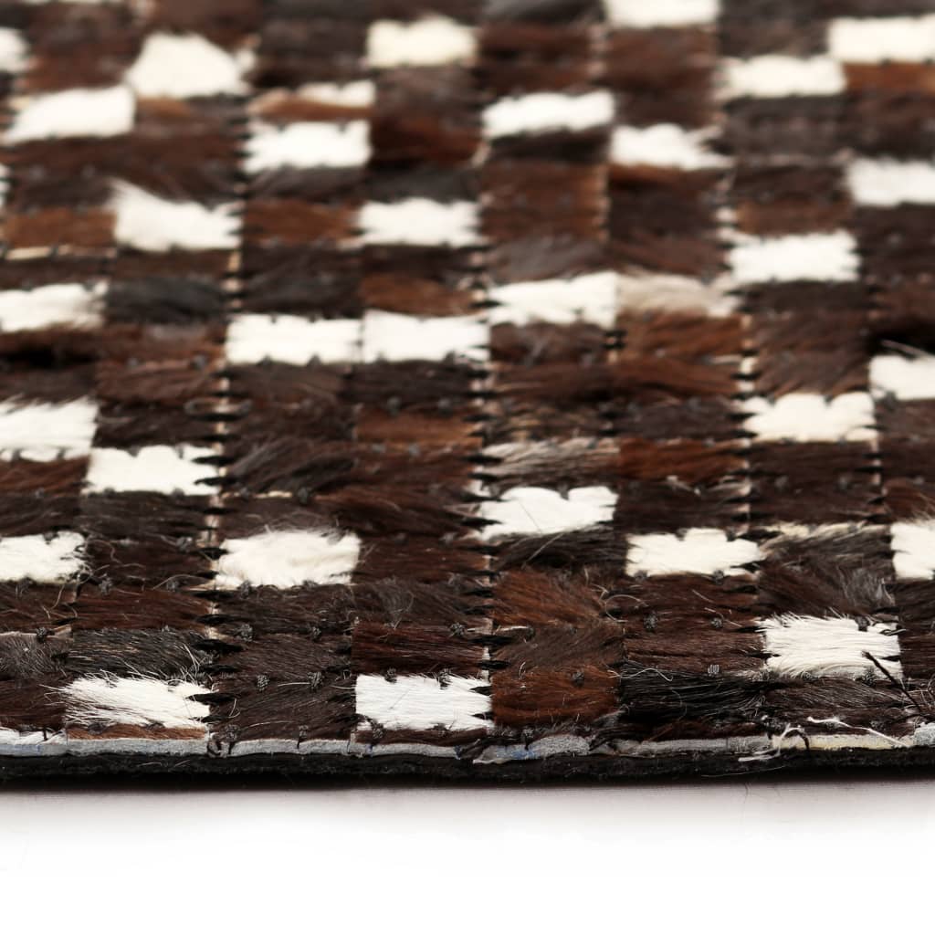 vidaXL Covor piele naturală, mozaic, 160x230 cm, pătrate, negru/alb