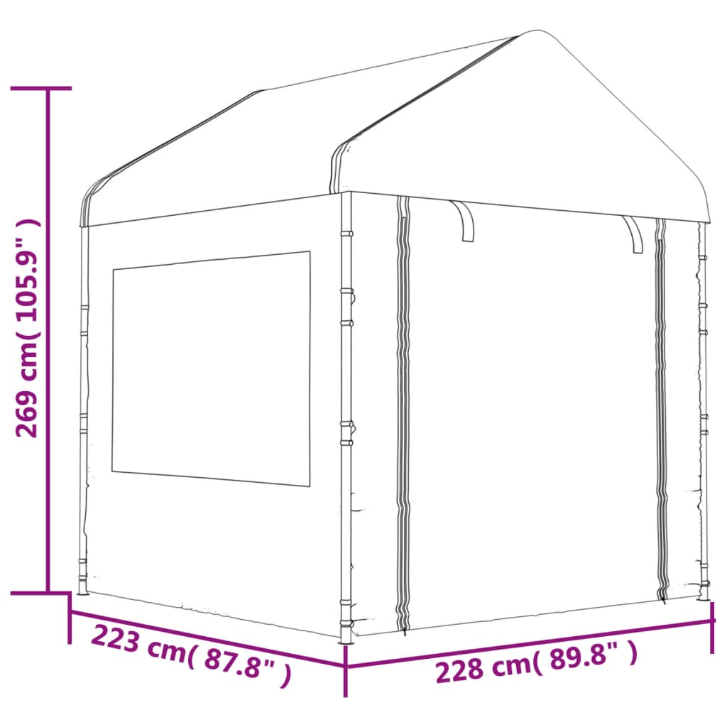 vidaXL Foișor cu acoperiș, alb, 2,28x2,23x2,69 m, polietilenă