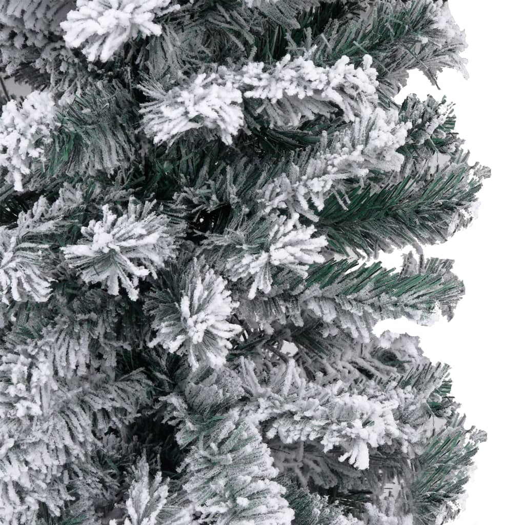 vidaXL Brad de Crăciun pre-iluminat slim, zăpadă, verde, 150 cm, PVC