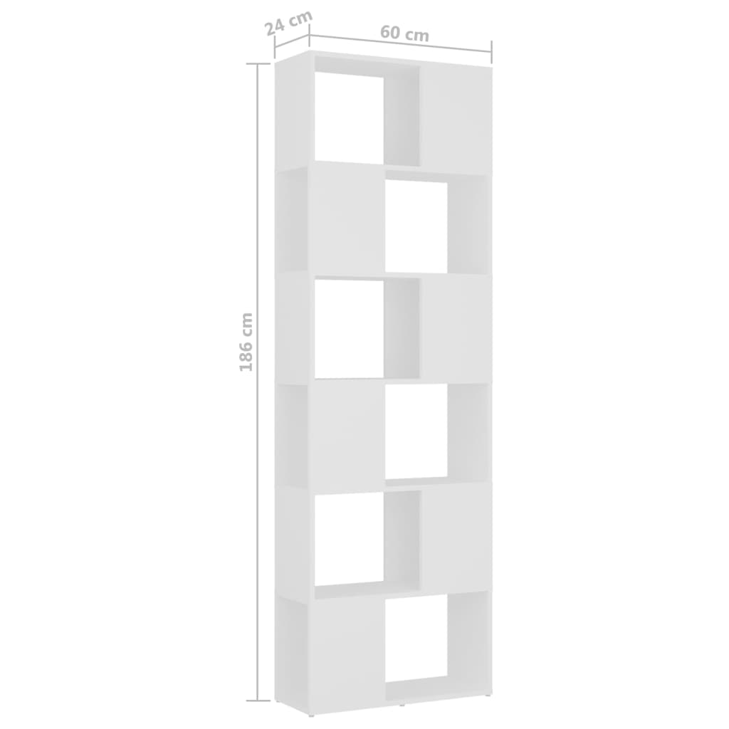 vidaXL Bibliotecă/Separator cameră, alb, 60x24x186 cm