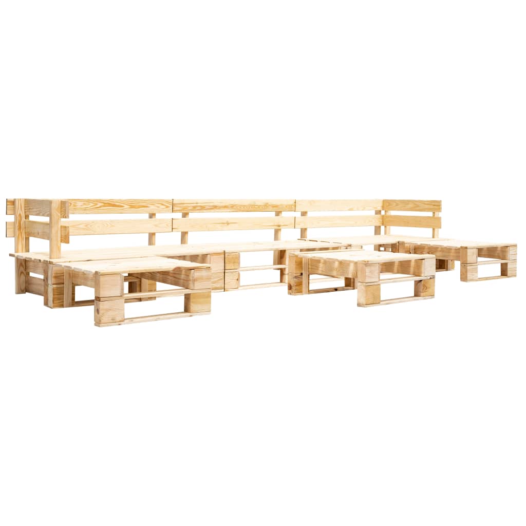 vidaXL Set mobilier de grădină paleți, natural, 6 piese, lemn