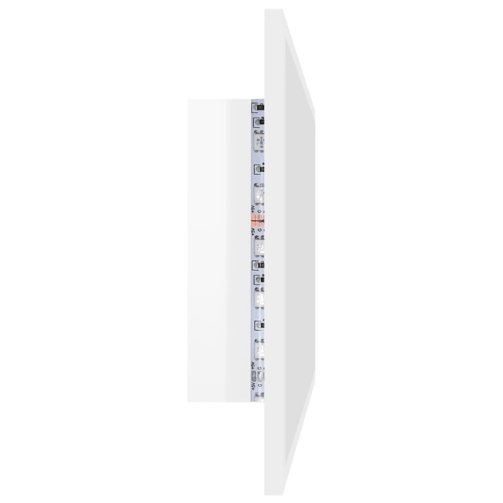 vidaXL Oglindă de baie cu LED, alb extralucios, 80x8,5x37 cm, acril