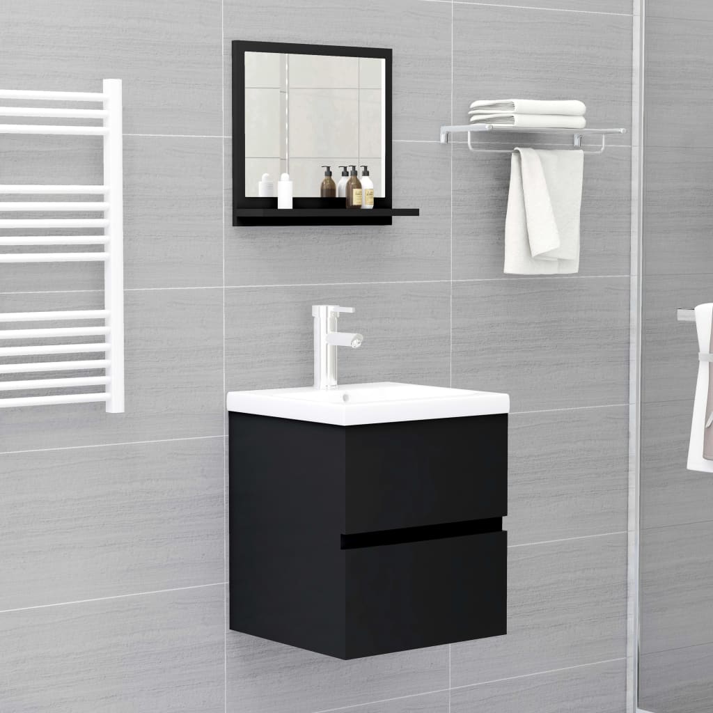 vidaXL Oglindă de baie, negru, 40 x 10,5 x 37 cm, PAL