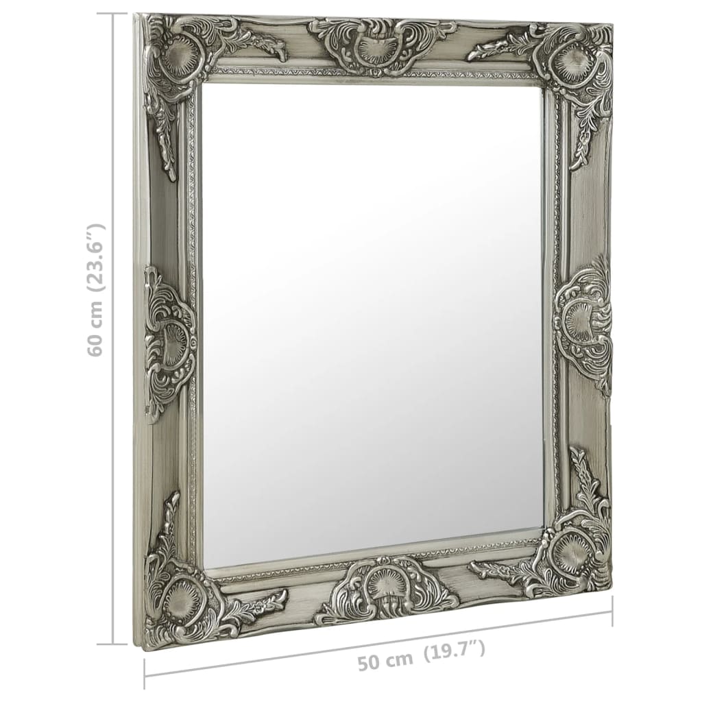 vidaXL Oglindă de perete în stil baroc, argintiu, 50 x 60 cm