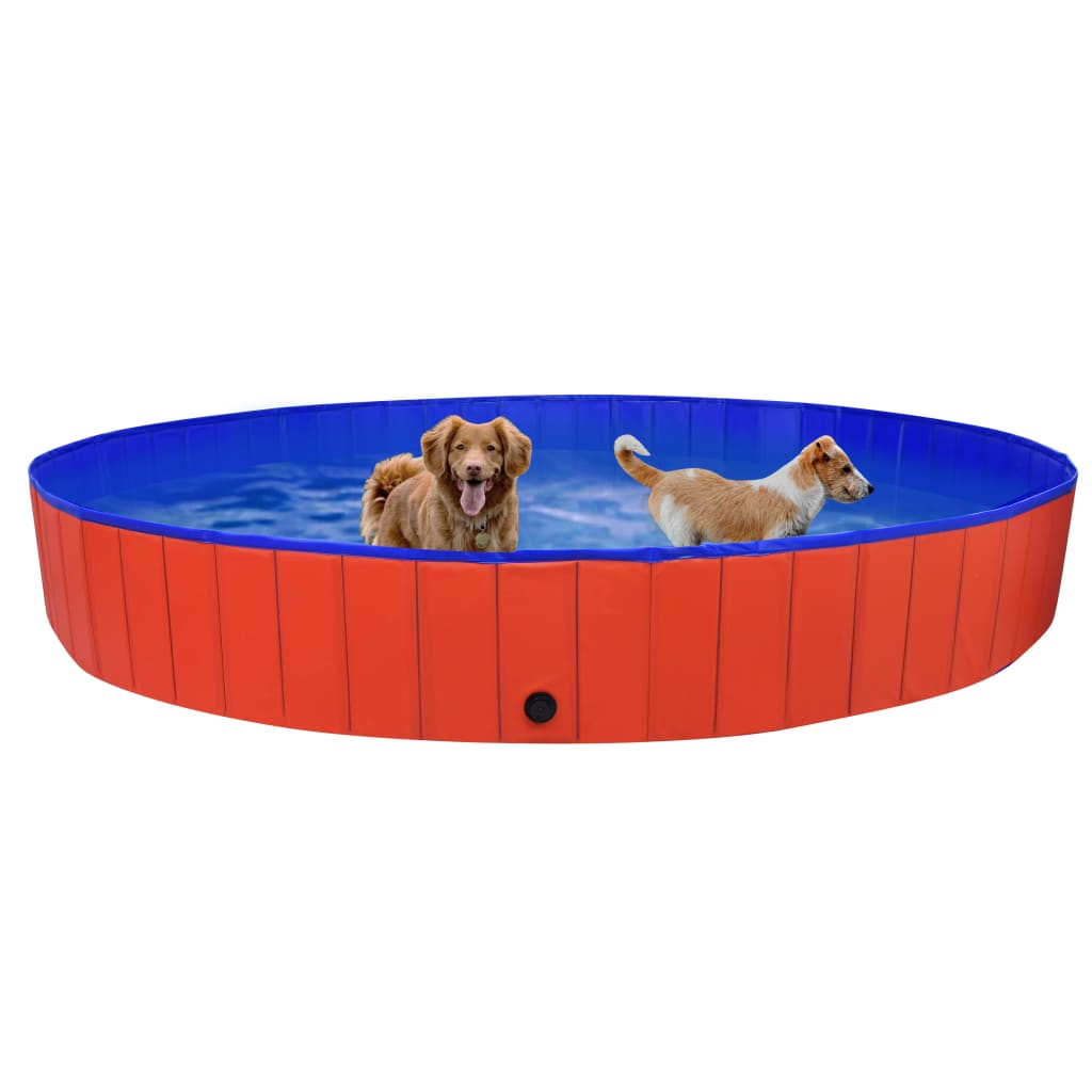 vidaXL Piscină pentru câini pliabilă, roșu, 300 x 40 cm, PVC
