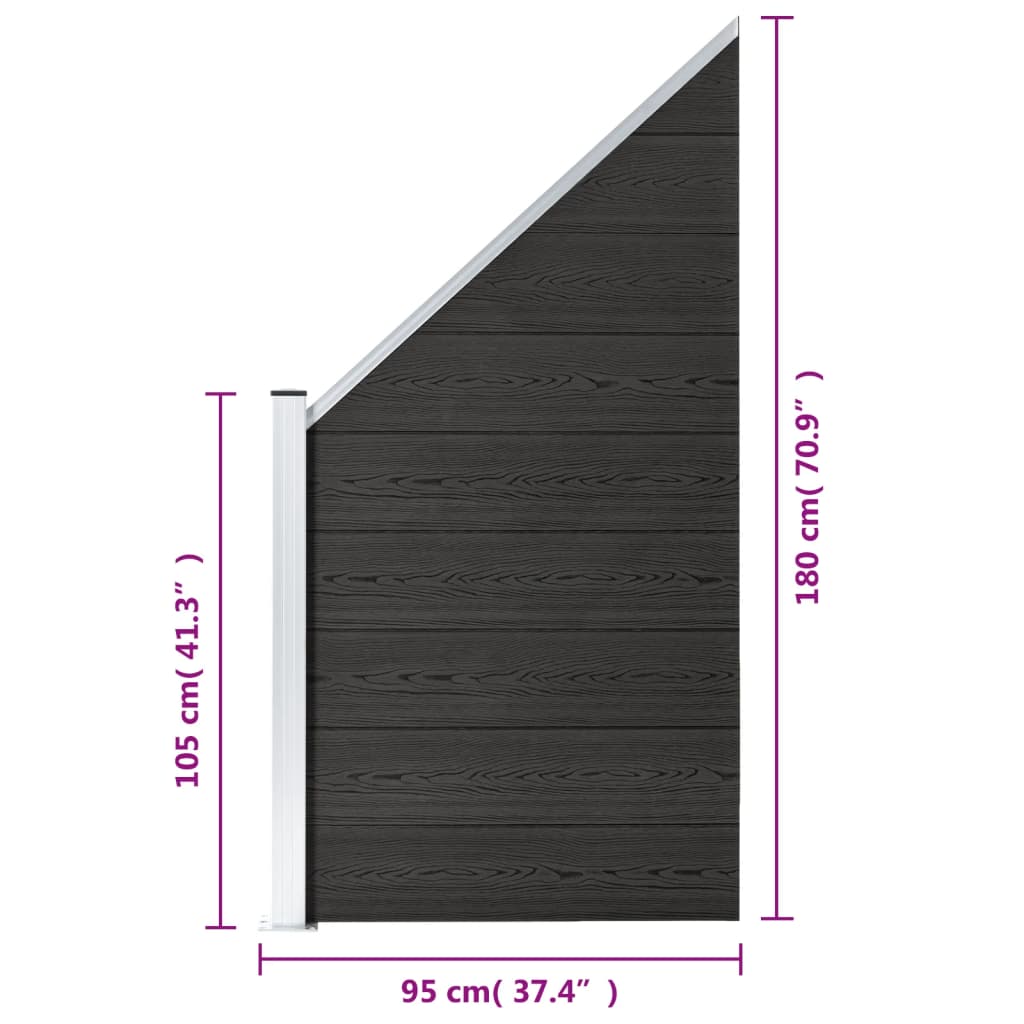 vidaXL Panou de gard, gri, 95x(105-180) cm, WPC