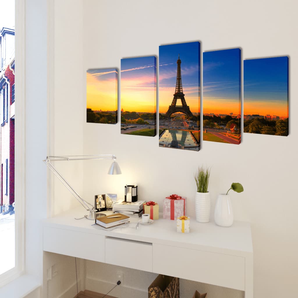 Set de tablouri imprimate pe pânză Turnul Eiffel 100 x 50 cm