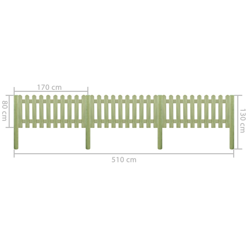 vidaXL Gard din scânduri 5,1 m 130 cm 6/9 cm lemn de pin tratat