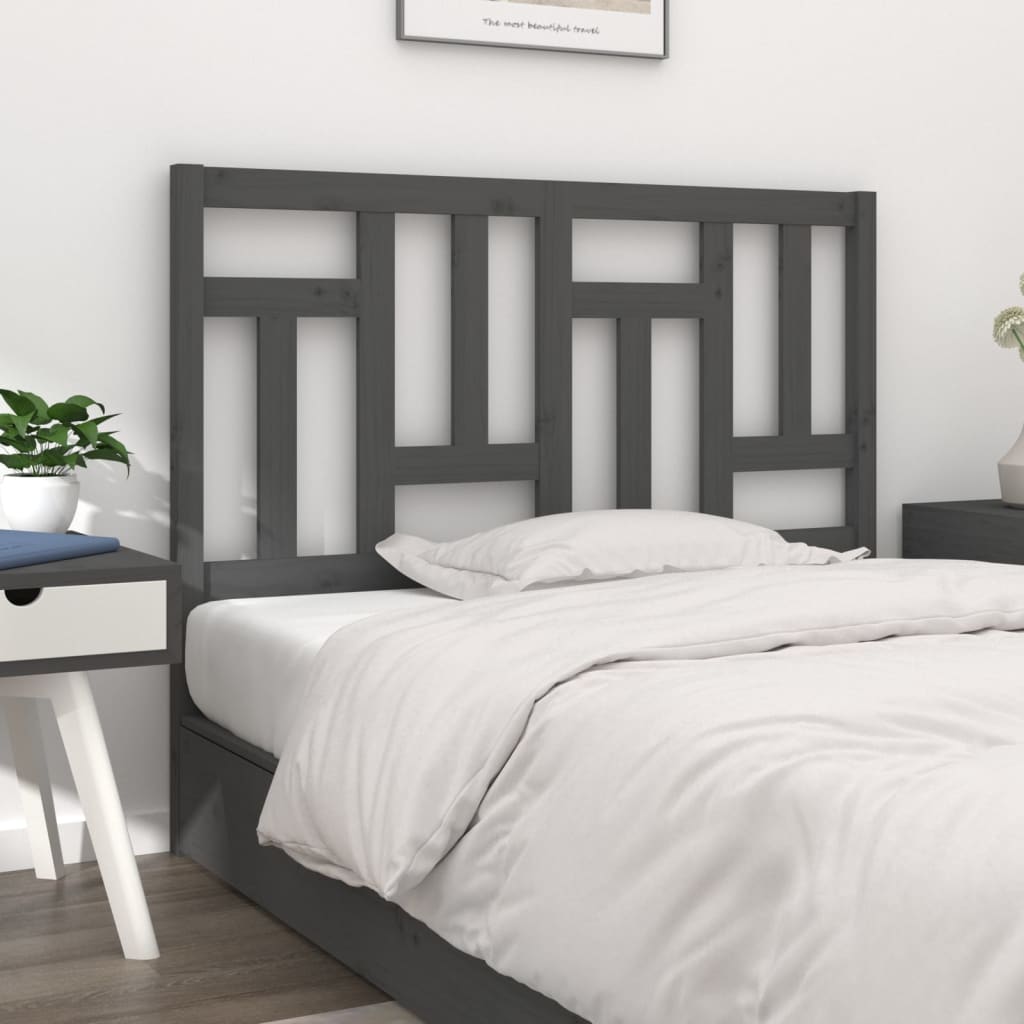 vidaXL Tăblie de pat, gri, 125,5x4x100 cm, lemn masiv de pin