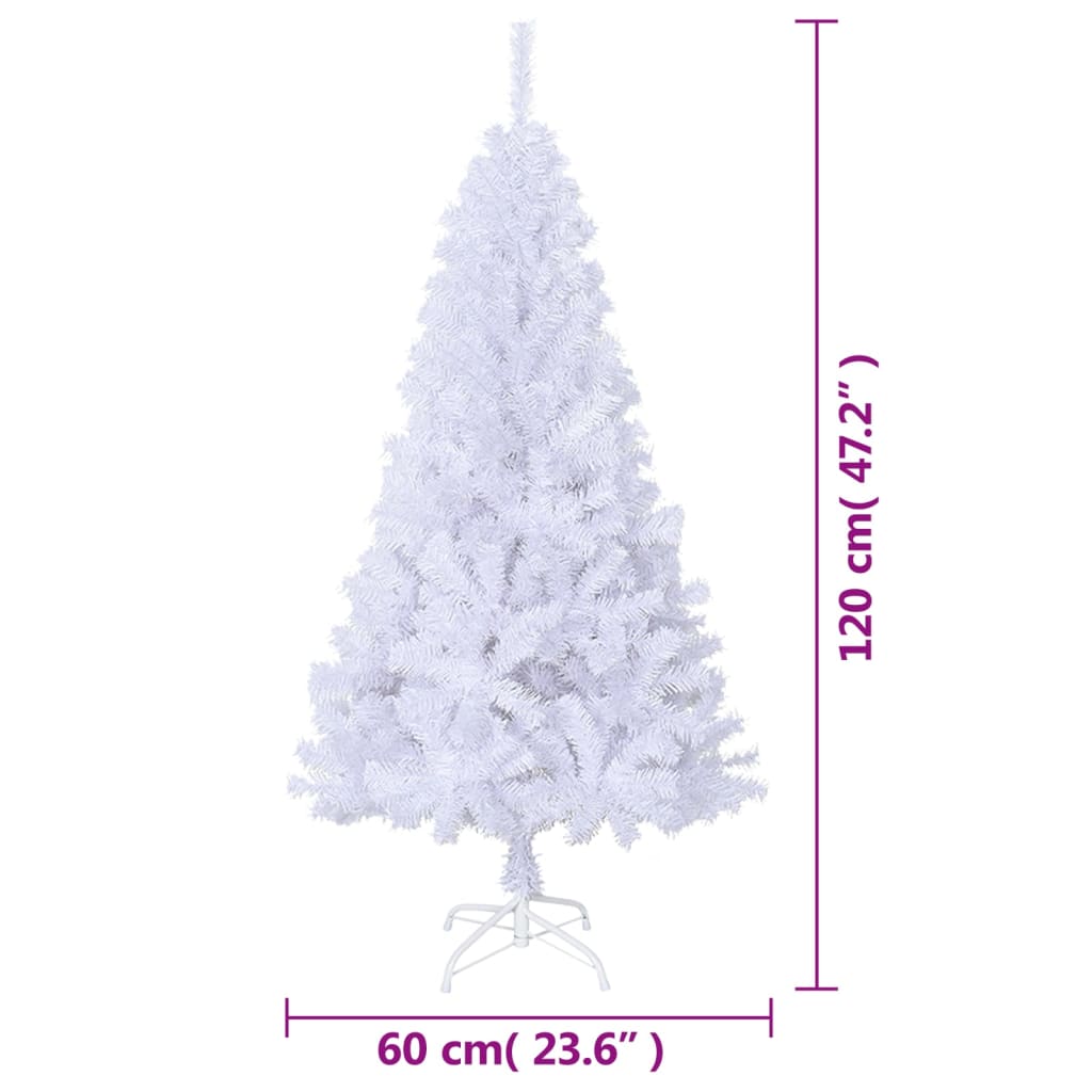 vidaXL Brad de Crăciun artificial cu ramuri groase, alb, 120 cm, PVC