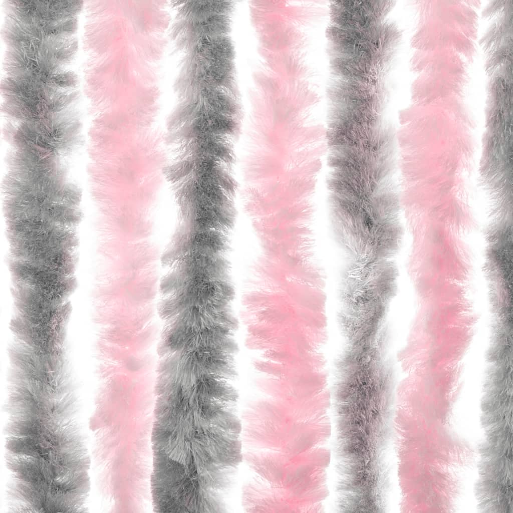 vidaXL Perdea pentru insecte, gri argintiu și roz, 90x200 cm, chenille