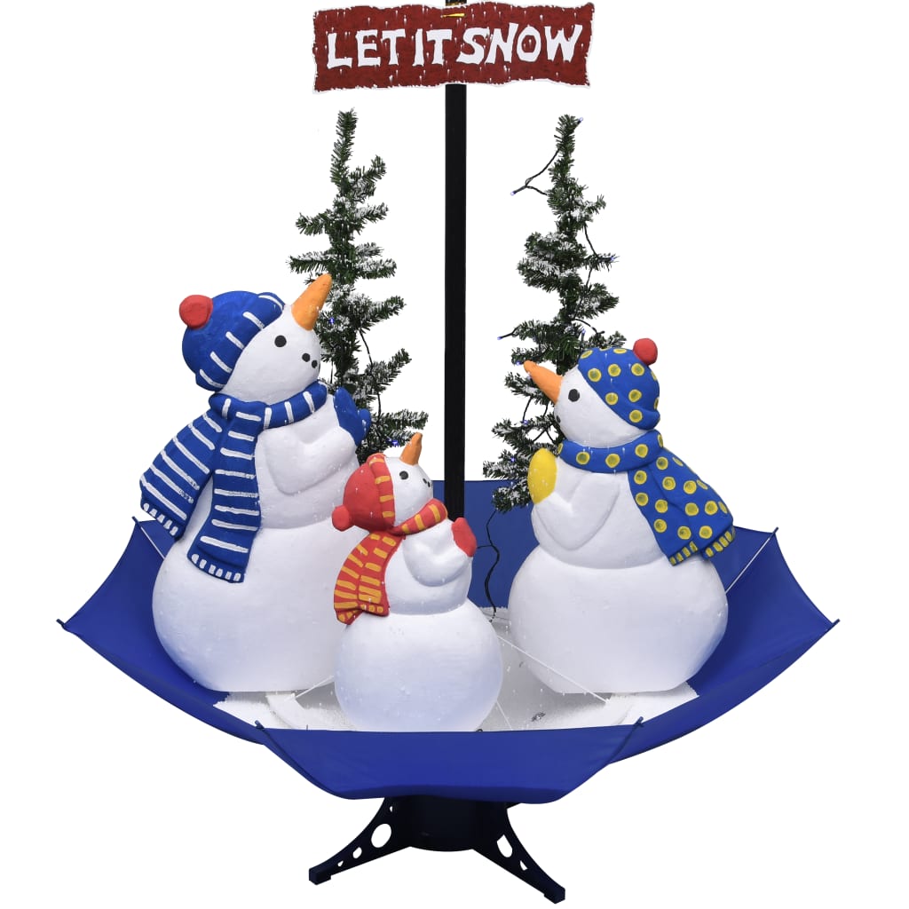 vidaXL Brad de Crăciun cu ninsoare și bază umbrelă albastru 170 cm PVC