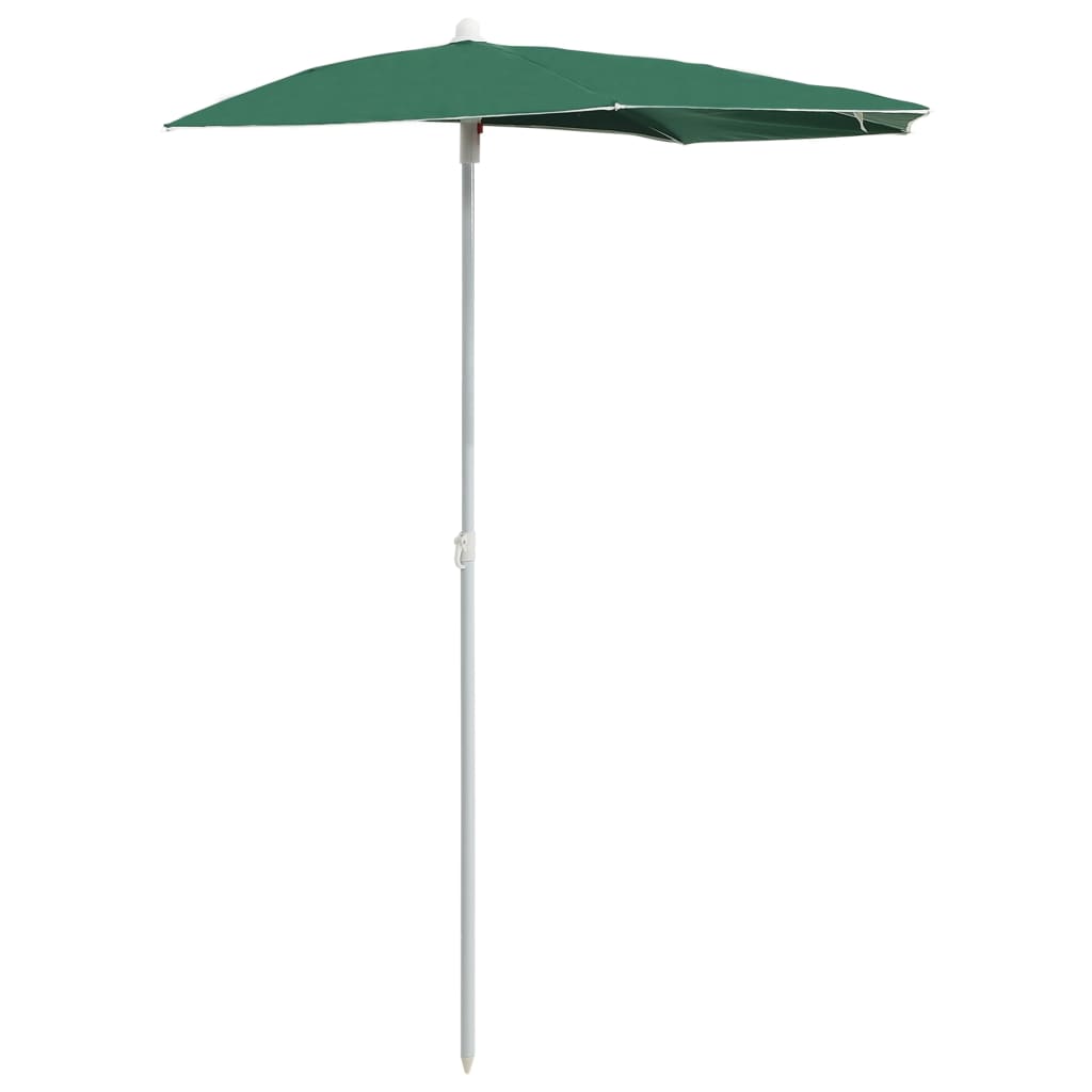 vidaXL Umbrelă de grădină cu stâlp, verde, 180x90 cm, semirotundă