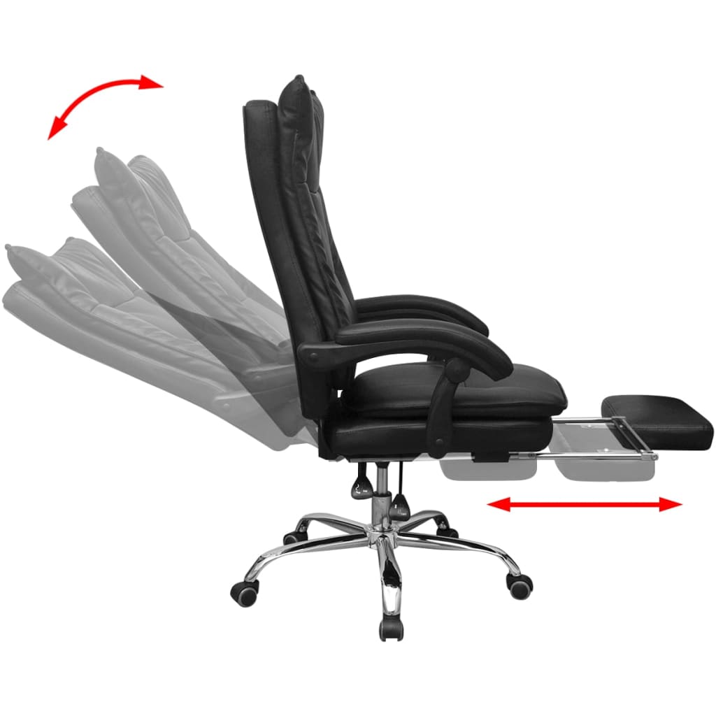 vidaXL Scaun directorial de birou rabatabil cu suport picioare, negru