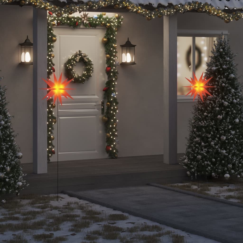 vidaXL Lumină de Crăciun cu LED/țăruș de sol roșu 57 cm pliabil