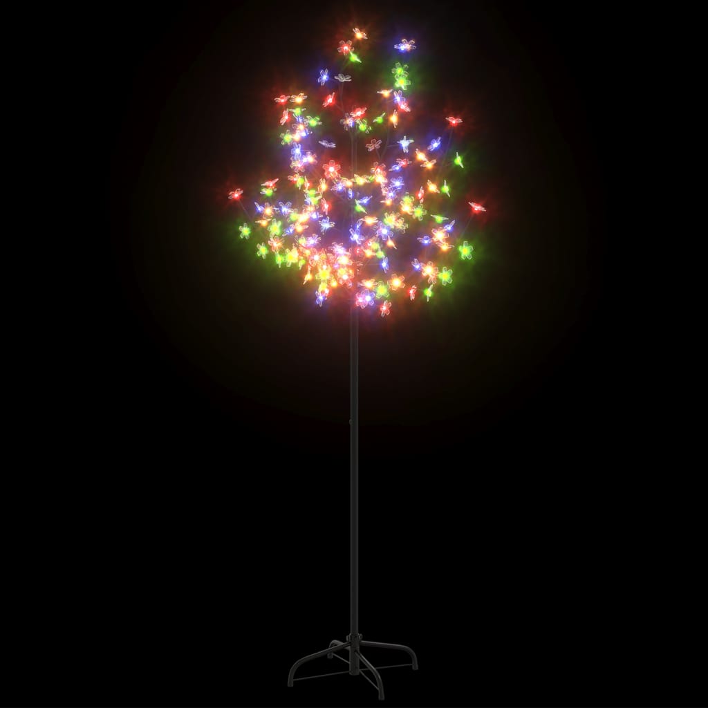 vidaXL Pom Crăciun, 120 LED-uri lumină colorată, flori de cireș, 150cm