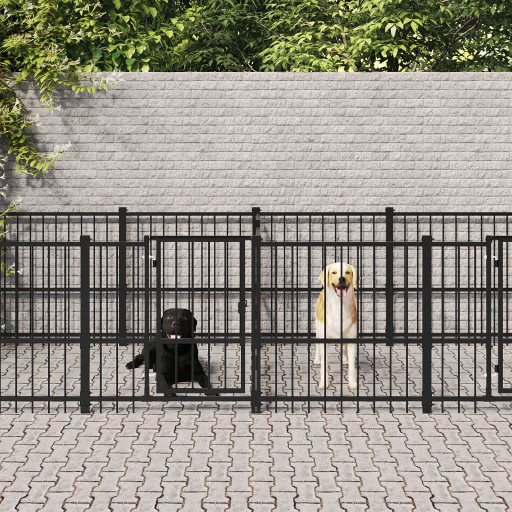 vidaXL Padoc pentru câini de exterior, 11,26 m², oțel