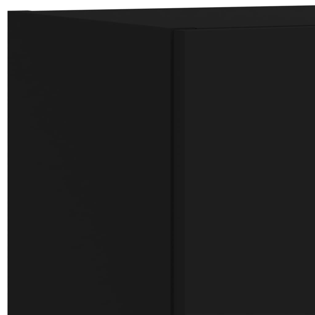 vidaXL Comode TV cu lumini LED, 2 buc., negru, 30,5x30x90 cm
