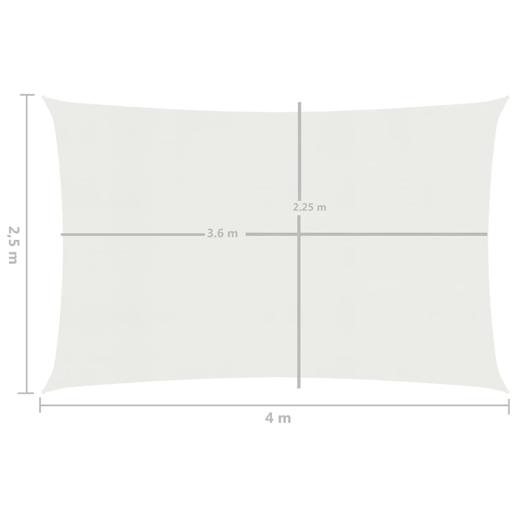 vidaXL Pânză parasolar, alb, 2,5x4 m, HDPE, 160 g/m²