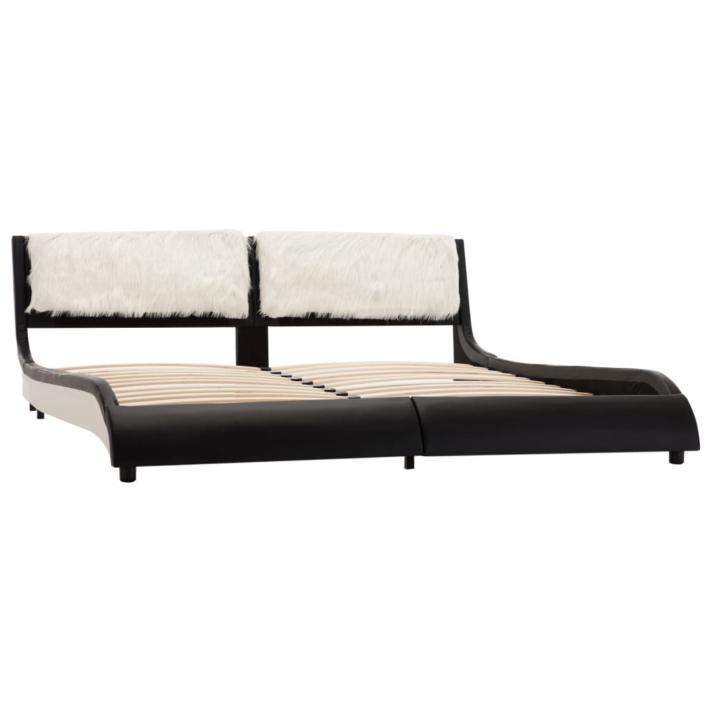 vidaXL Cadru de pat, negru și alb, 180 x 200 cm, piele ecologică