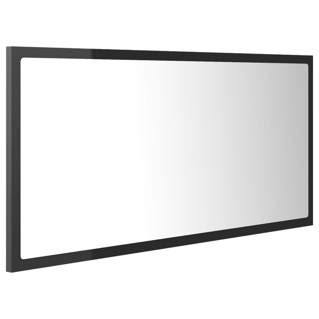 vidaXL Oglindă de baie cu LED, gri extralucios, 90x8,5x37 cm