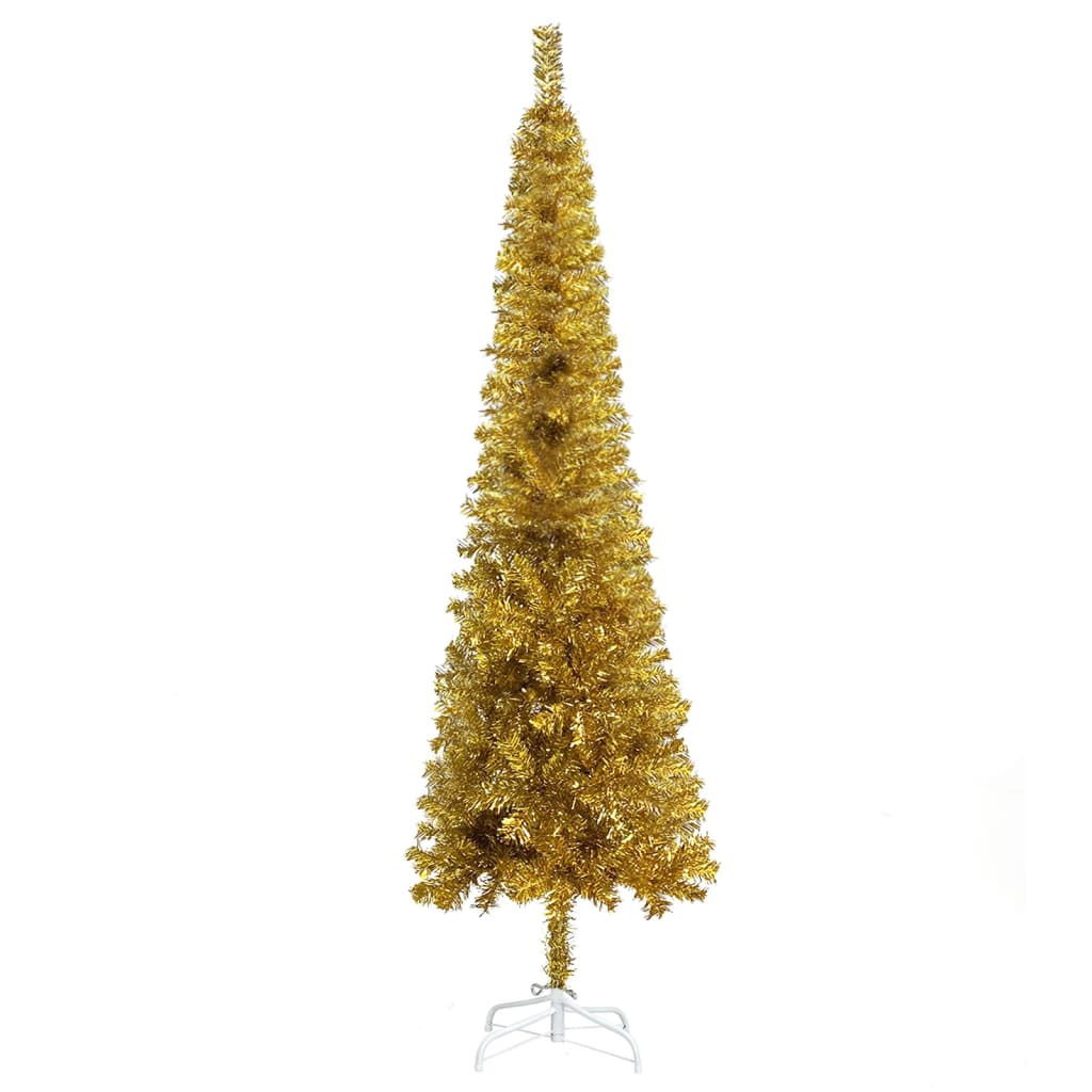 vidaXL Brad de Crăciun artificial subțire, auriu, 150 cm