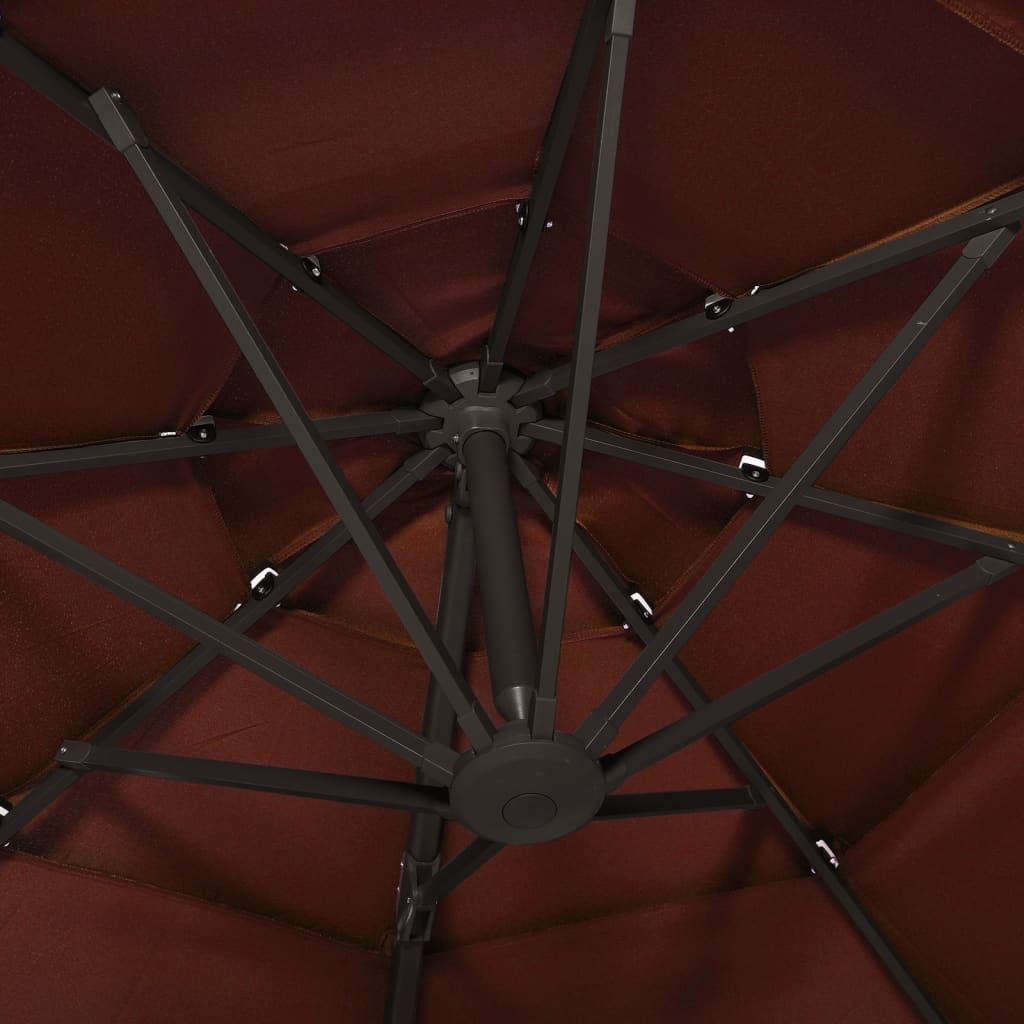 vidaXL Umbrelă de soare 4 niveluri, stâlp de aluminiu, cărămiziu 3x3 m