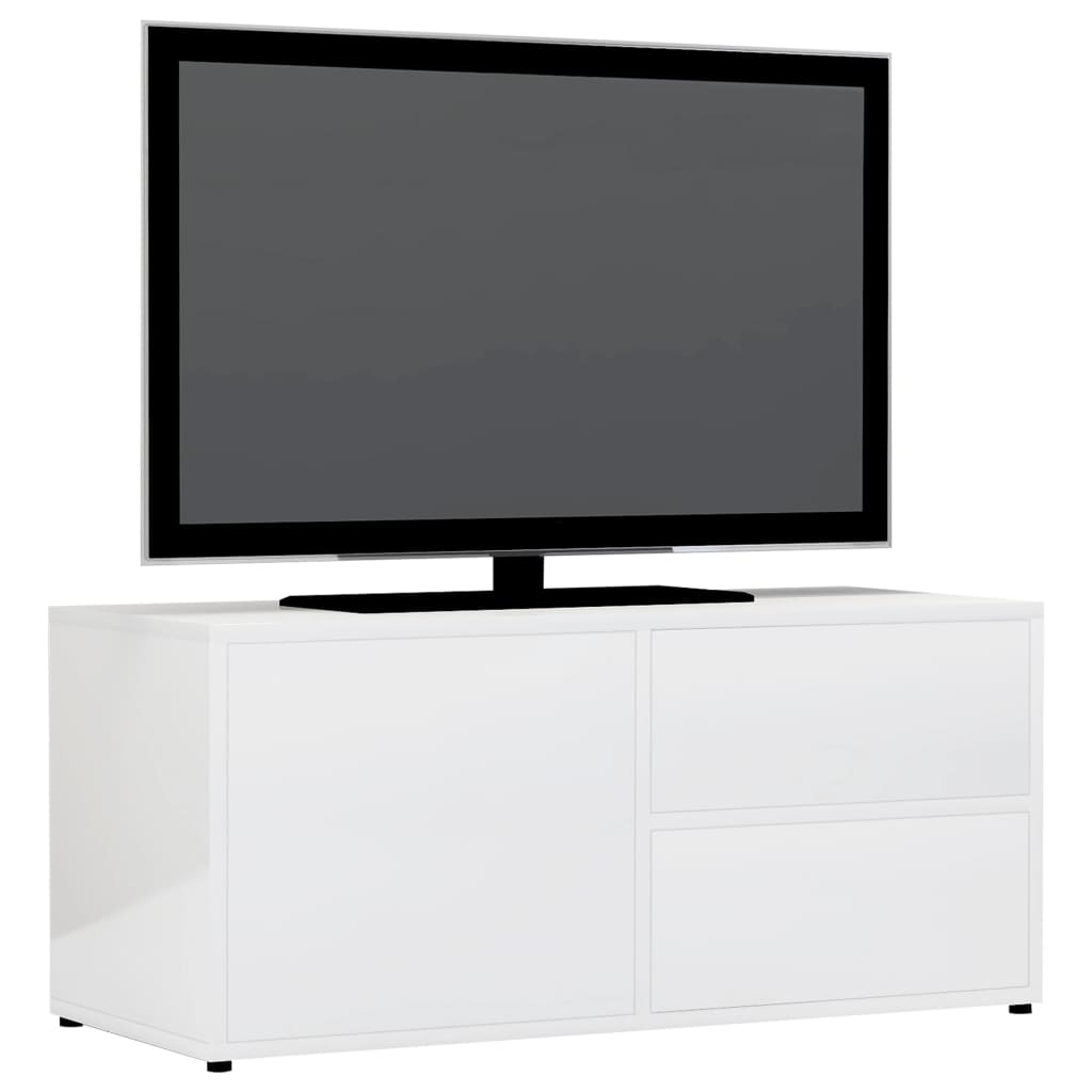 vidaXL Comodă TV, alb extralucios, 80 x 34 x 36 cm, PAL