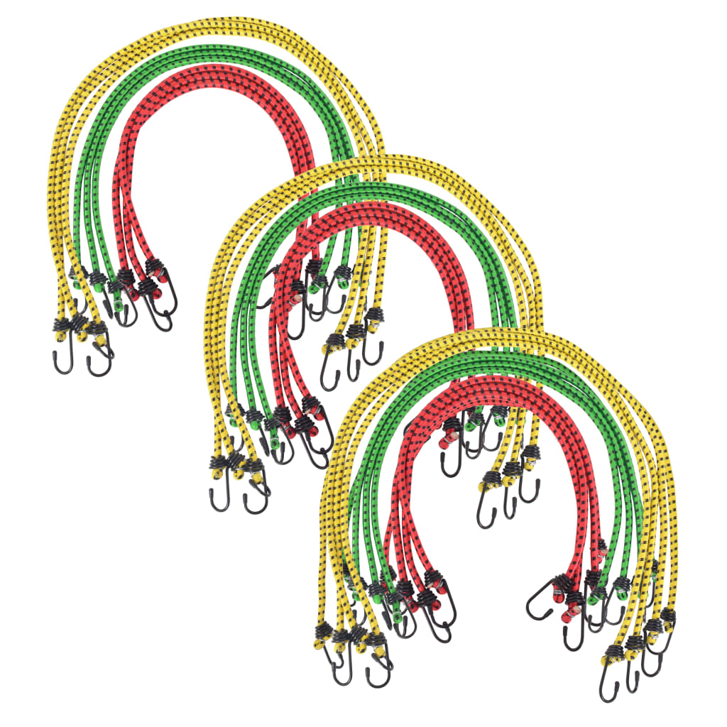 vidaXL Corzi elastice 30 buc, 60/80/100 cm, roșu, galben, verde