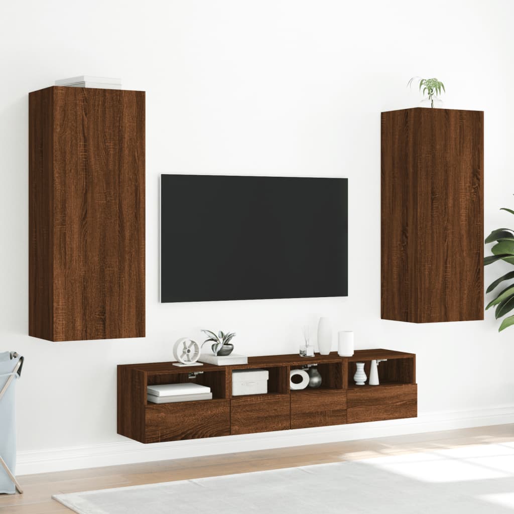 vidaXL Unități TV de perete, 5 piese, stejar maro, lemn prelucrat