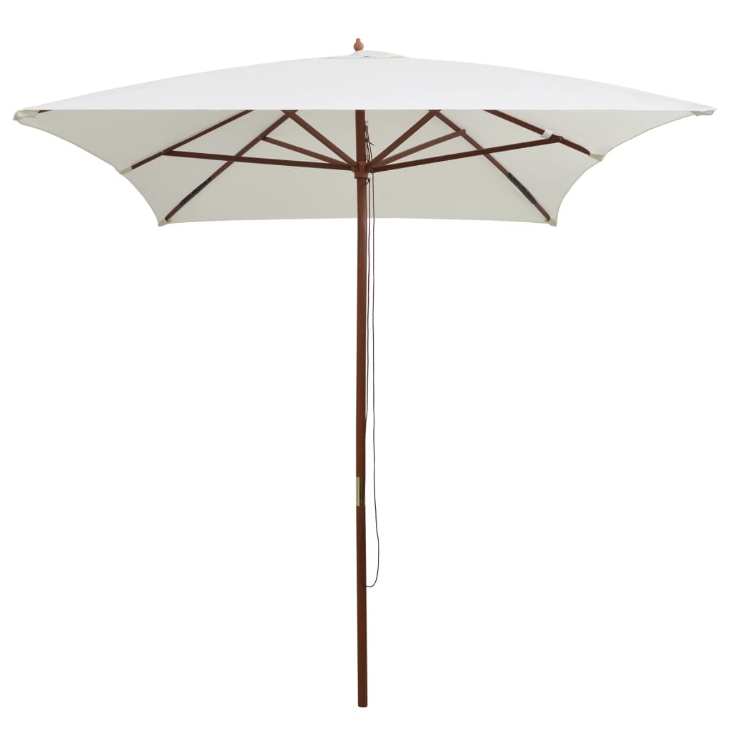 vidaXL Umbrelă de soare cu stâlp de lemn, 200 x 300 cm, alb crem