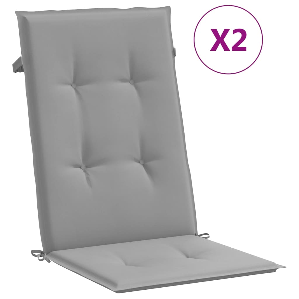 vidaXL Perne scaun cu spătar înalt, 2 buc., gri, 120x50x3 cm, textil