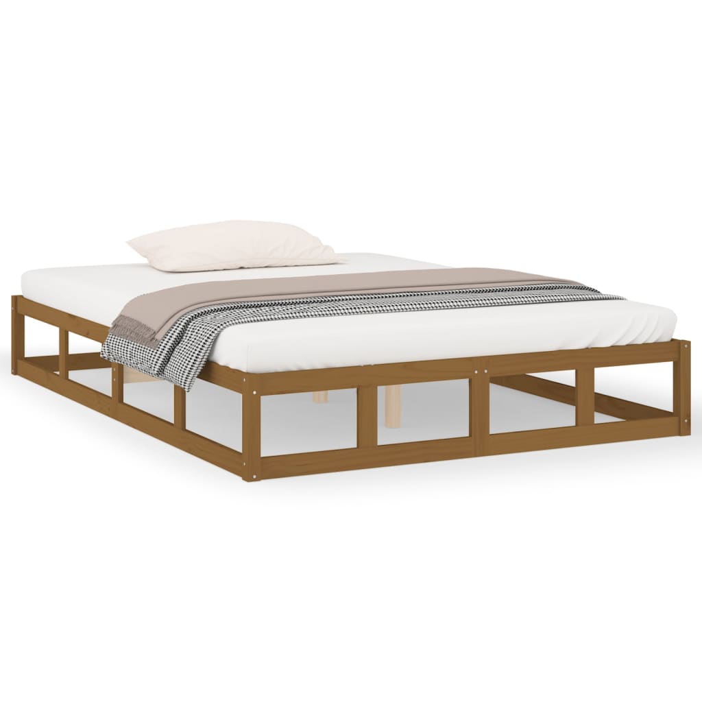 vidaXL Cadru de pat, maro miere, 120x200 cm, lemn masiv