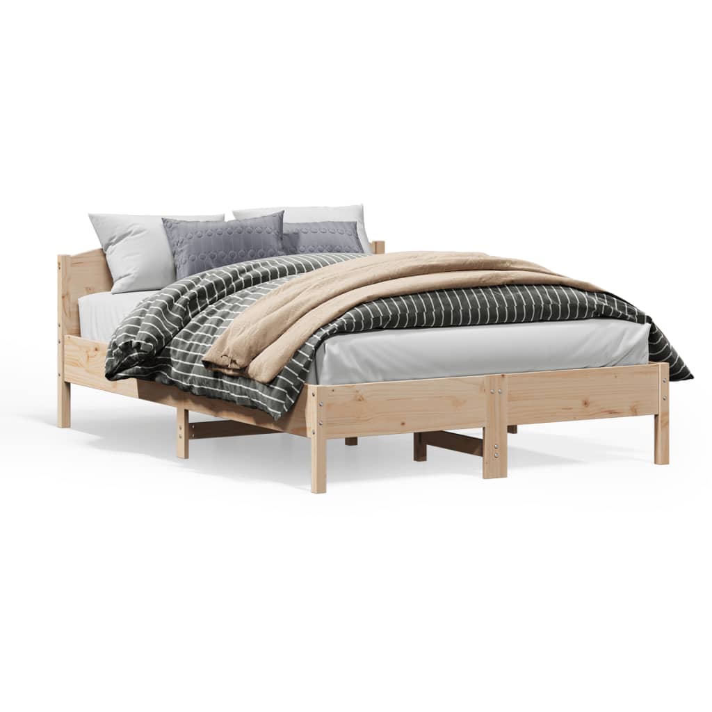 vidaXL Cadru de pat cu tăblie, 150x200 cm lemn masiv pin