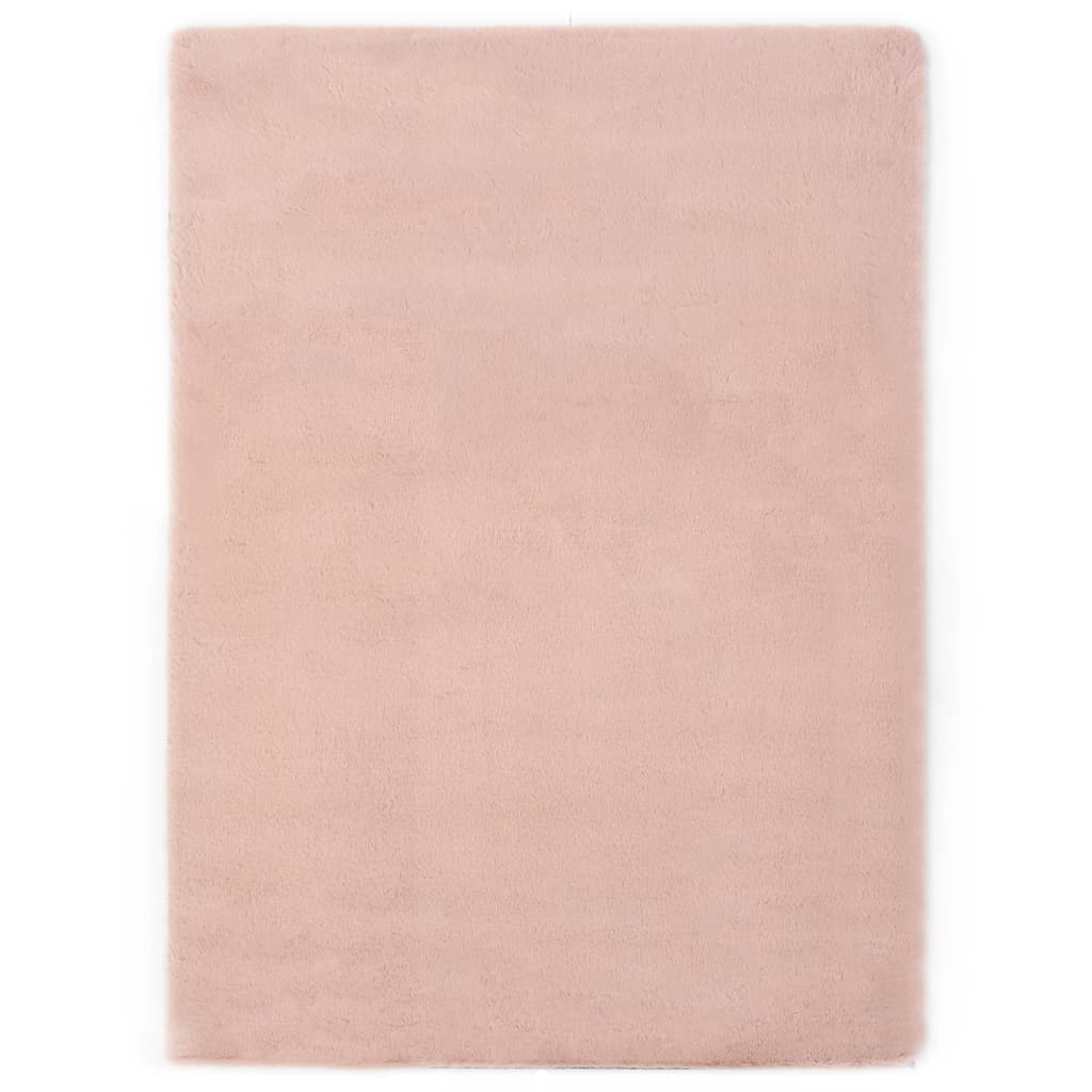 vidaXL Covor, roz învechit, 140 x 200 cm, blană ecologică de iepure