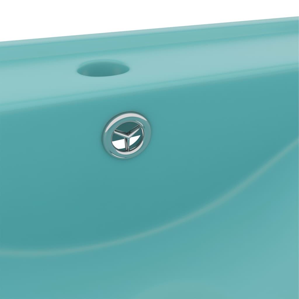 vidaXL Chiuvetă baie lux, orificiu robinet verde mat 60x46 cm ceramică