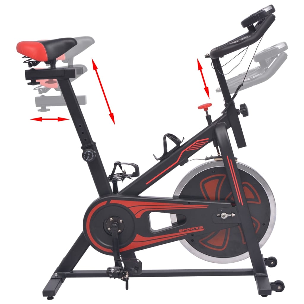 vidaXL Bicicletă antrenament fitness, cu senzor puls, negru și roșu