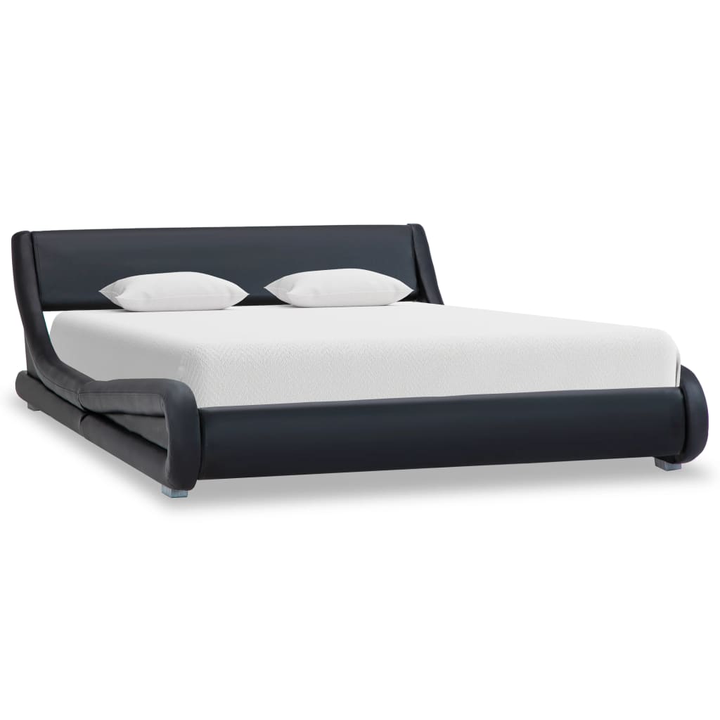 vidaXL Cadru de pat, negru, 120 x 200 cm, piele ecologică
