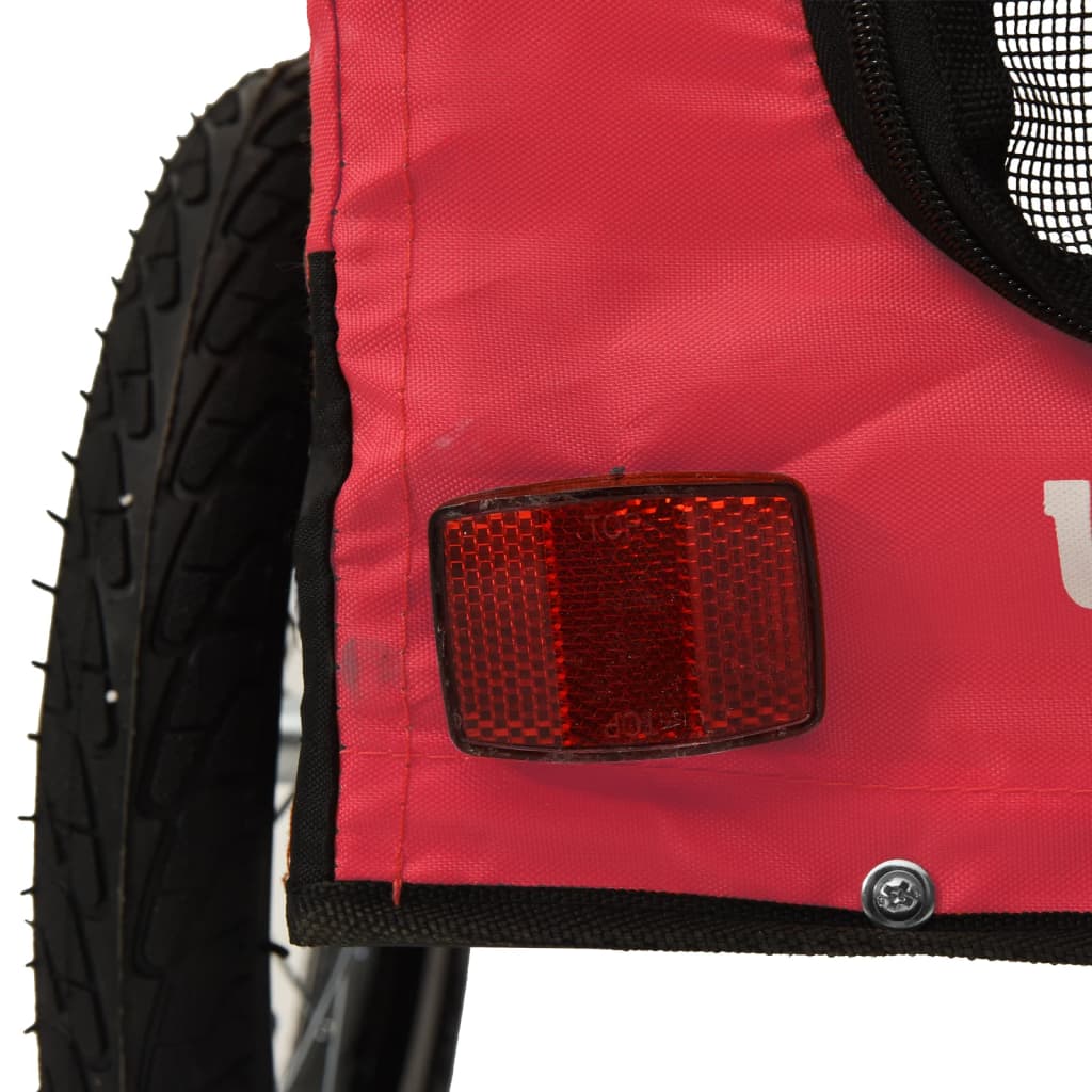 vidaXL Remorcă bicicletă animale companie, roșu/negru, oxford/fier