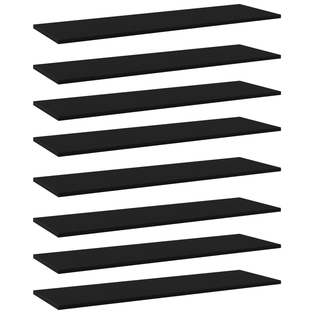 vidaXL Plăci pentru bibliotecă, negru, 8 buc., 100 x 30 x 1,5 cm, PAL