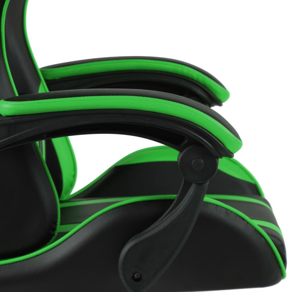 vidaXL Scaun de racing suport picioare negru/verde piele ecologică