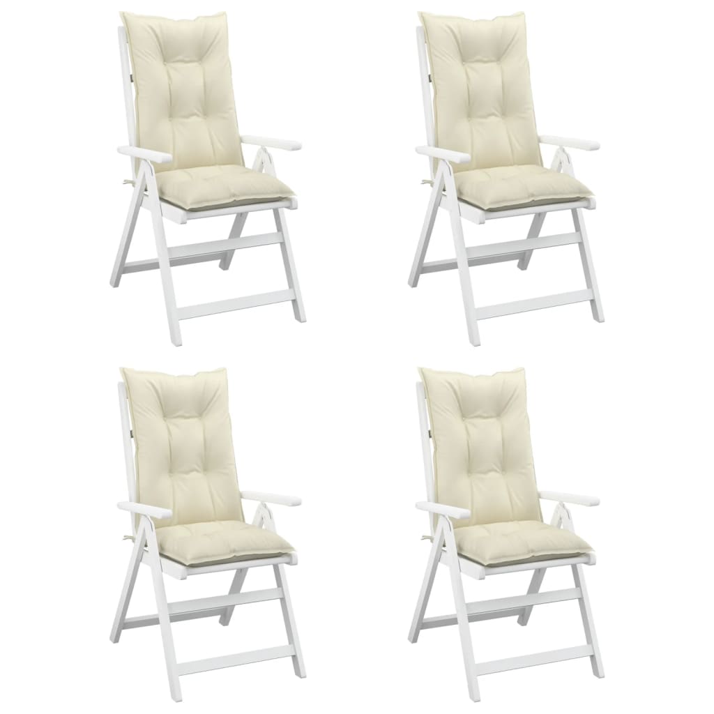 vidaXL Perne scaun cu spătar înalt, 4 buc., crem, 120x50x7 cm, textil